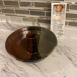 Vintage Pottery Chicken Baker roaster‎ handmade signed